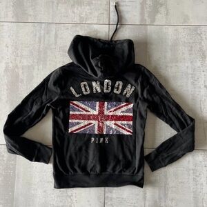Black Hoodie with Union Jack and London Print